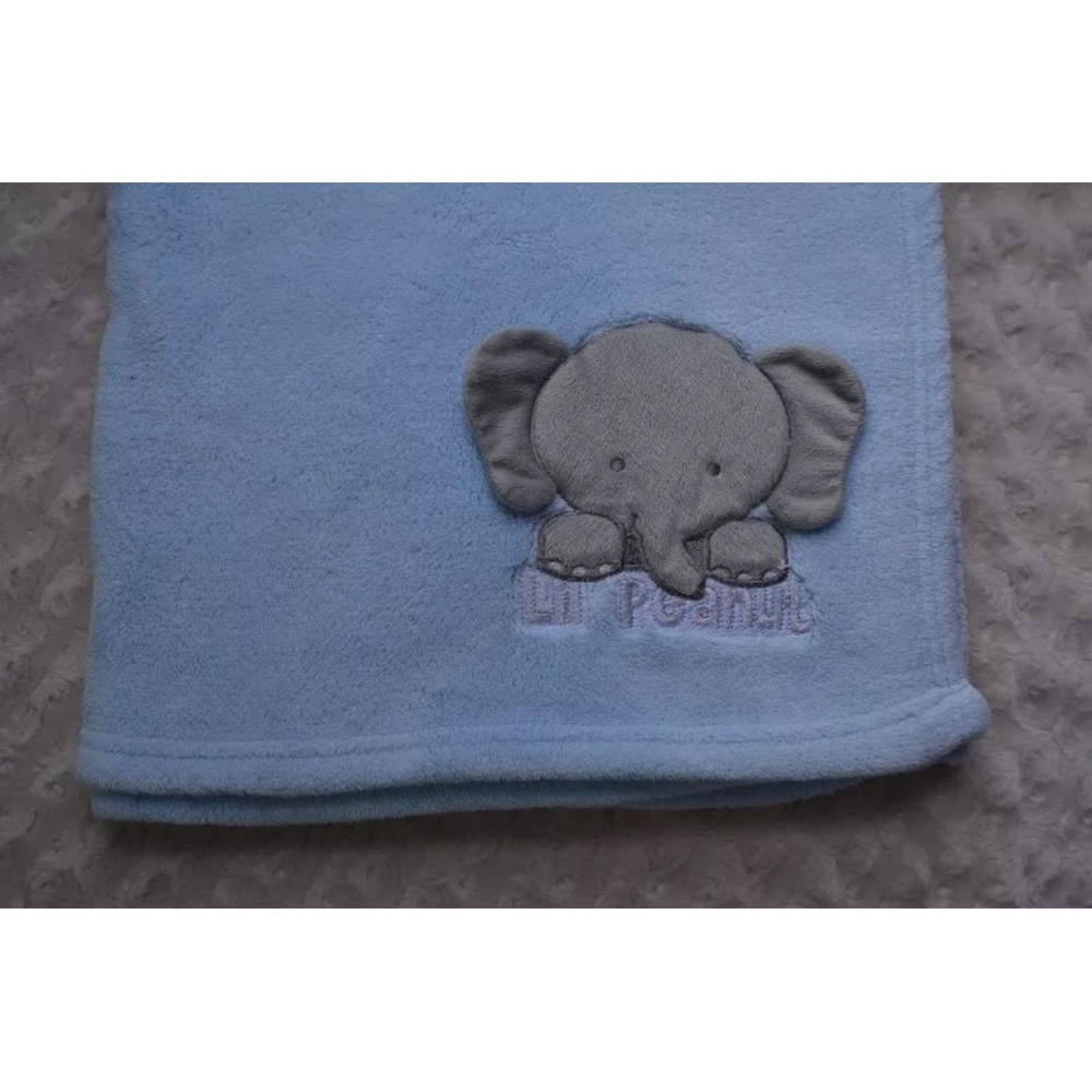Snugly Baby Lil' Peanut Elephant Blanket Blue Gray Plush Security Lovey